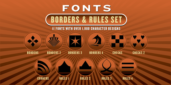 BORDERS & RULES FONT SET: 11 Fonts - altemusfonts