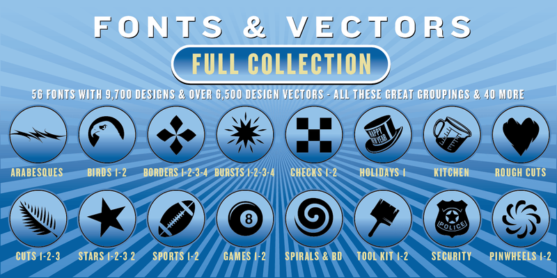 FULL COLLECTION COMBO SET: 56 Fonts & 6,500 Vector Designs - altemusfonts