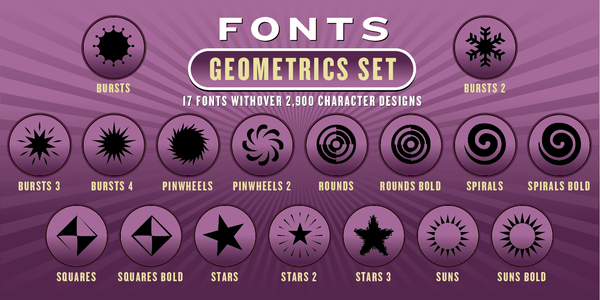 GEOMETRICS FONT SET: 17 Fonts - altemusfonts