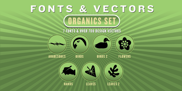 ORGANICS COMBO SET: 7 Fonts + 700 Design Vectors - altemusfonts