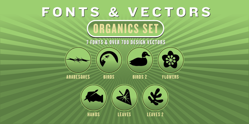 ORGANICS COMBO SET: 7 Fonts + 700 Design Vectors - altemusfonts