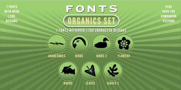 ORGANICS FONT SET: 7 Fonts - altemusfonts