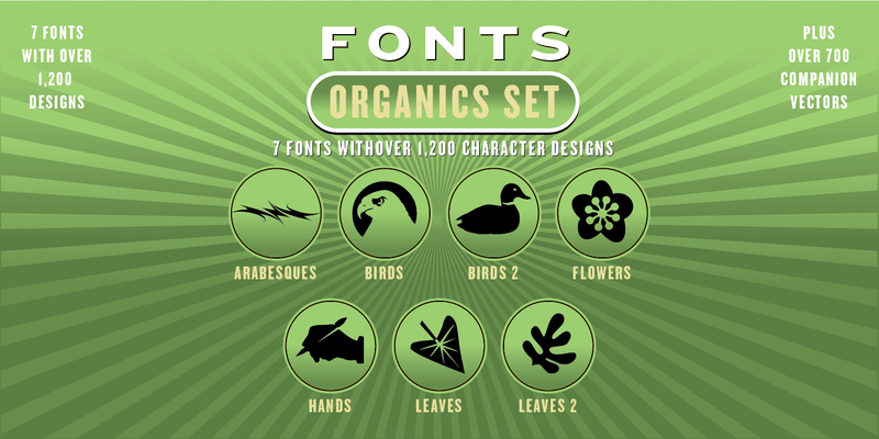 ORGANICS FONT SET: 7 Fonts - altemusfonts